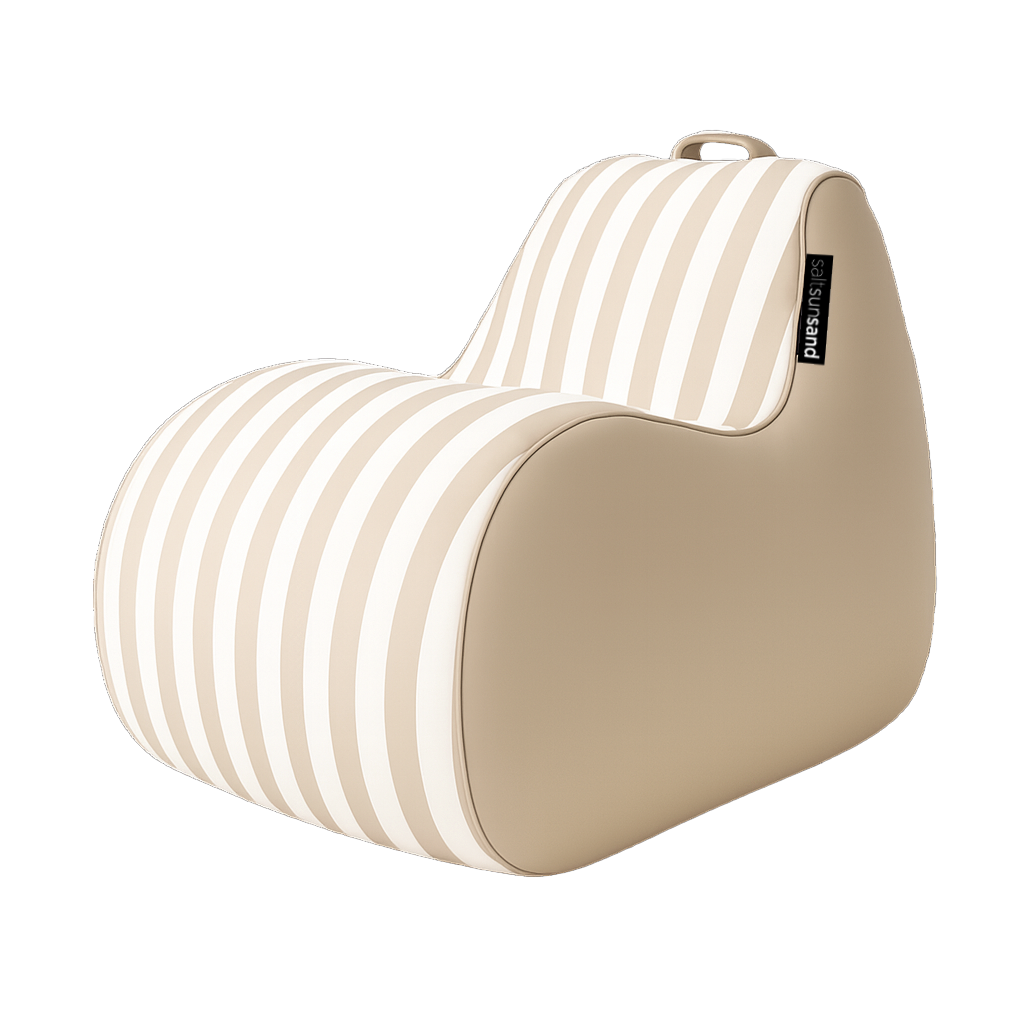 Byron Bay Outdoor Waterproof Bean Bag in Taupe Stripe