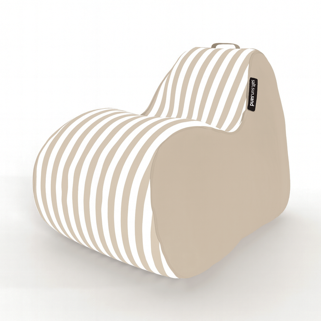 Byron Bay Outdoor Waterproof Bean Bag in Taupe Stripe