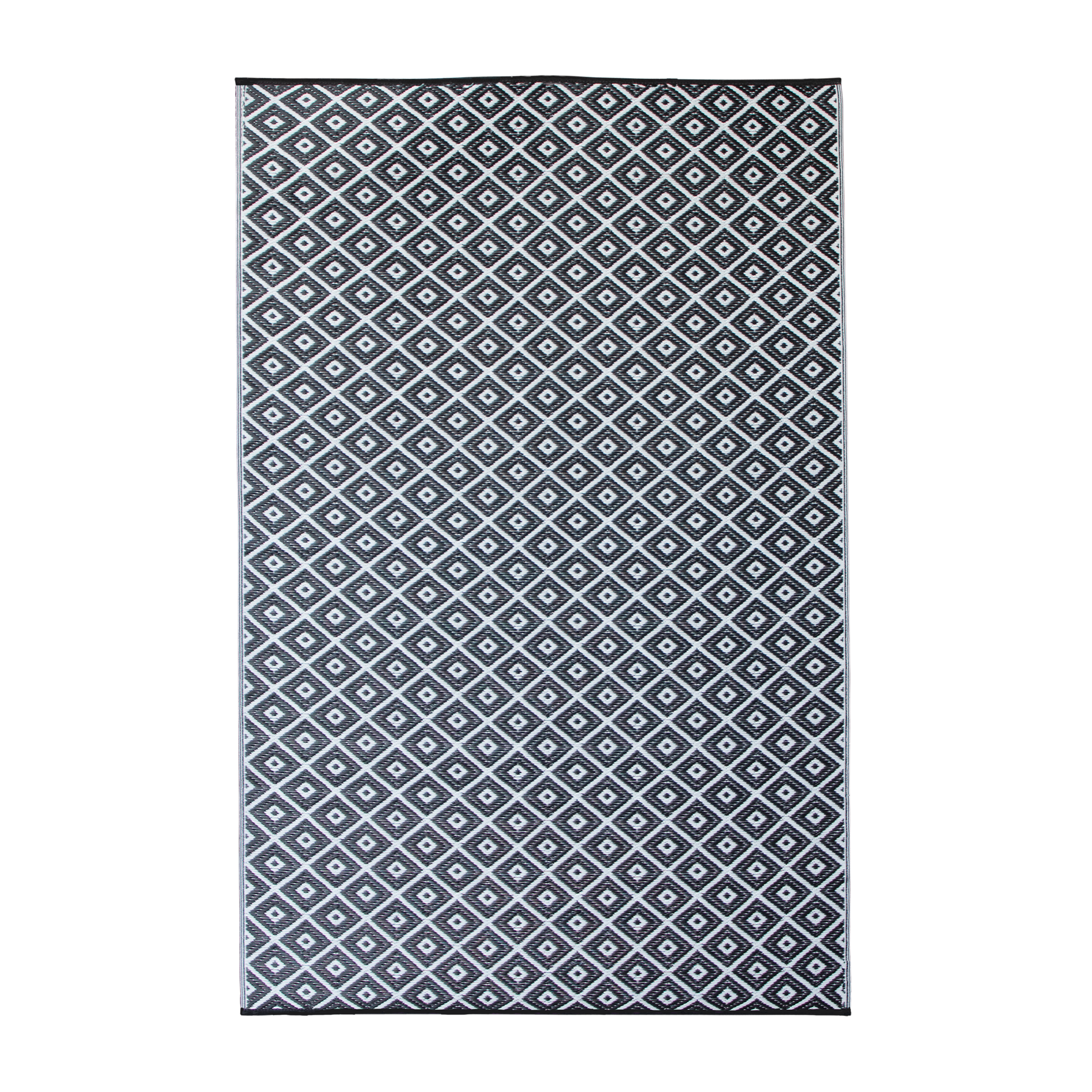 Black and White Outdoor Rug - Diamond