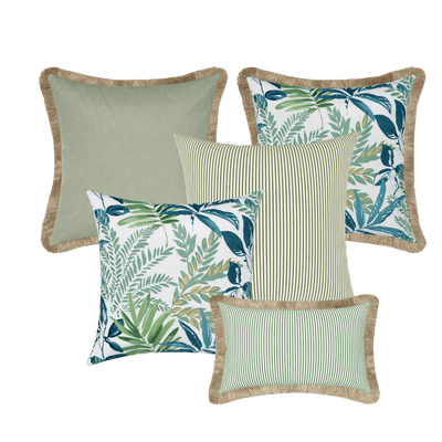 Tahiti Outdoor Cushions Stylist Selection - Evergreen with Sage 5pc (ETA Late May 26)