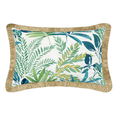 Tahiti Evergreen - 30x50cm Fringed Outdoor Cushion (ETA Late May 26)