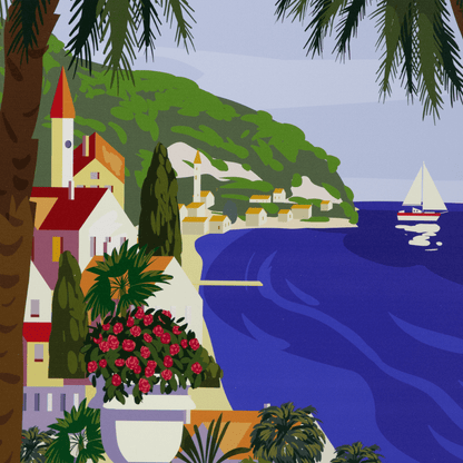 French Riviera - 60 x 100cm Outdoor UV Wall Art with Beech Aluminium Frame