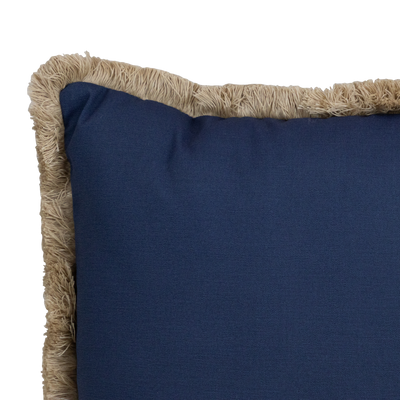 Tahiti Navy - 30x50cm Fringed Outdoor Cushion (ETA Mid June 26)