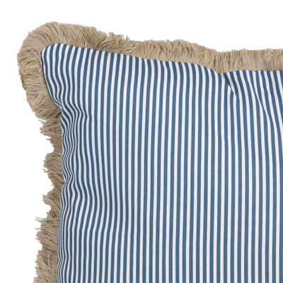 Tahiti Marine Stripe - 50x50cm Fringed Outdoor Cushion (ETA Mid June 26)