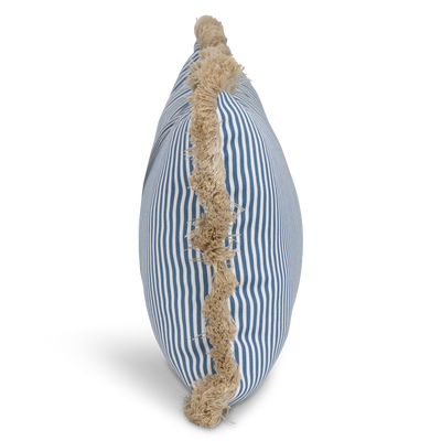 Tahiti Marine Stripe - 30x50cm Fringed Outdoor Cushion