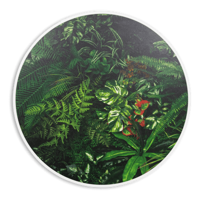 Leaf And Light - 60cm Round Outdoor UV Wall Art with White Aluminium Frame