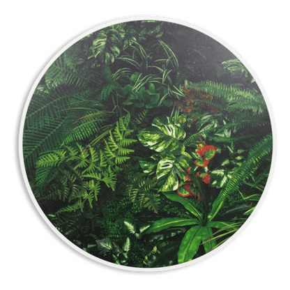 Leaf And Light - 60cm Round Outdoor UV Wall Art with White Aluminium Frame
