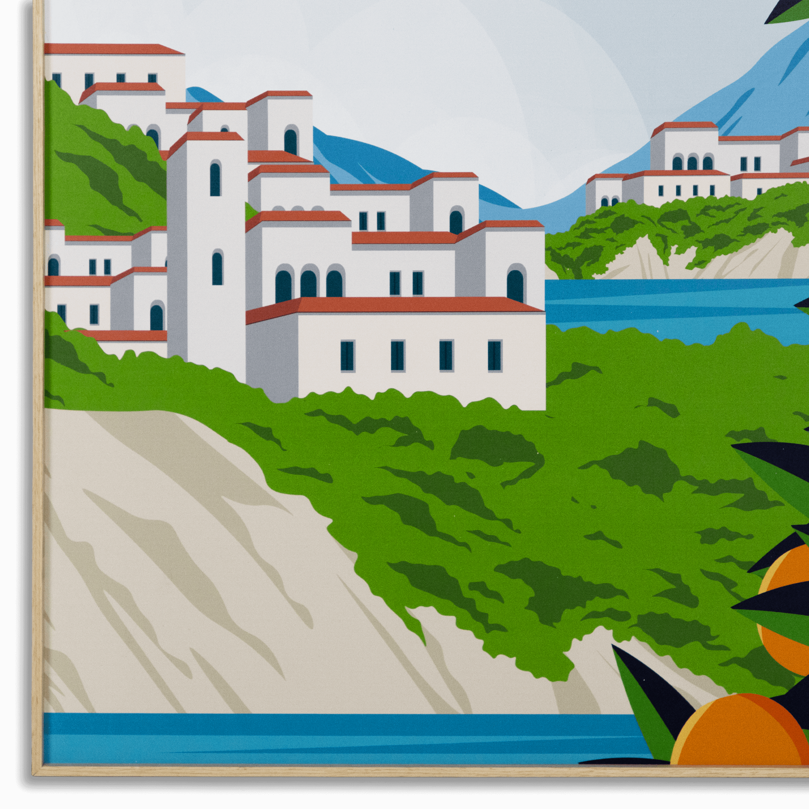 Positano - 60 x 100cm Outdoor UV Wall Art with Beech Aluminium Frame