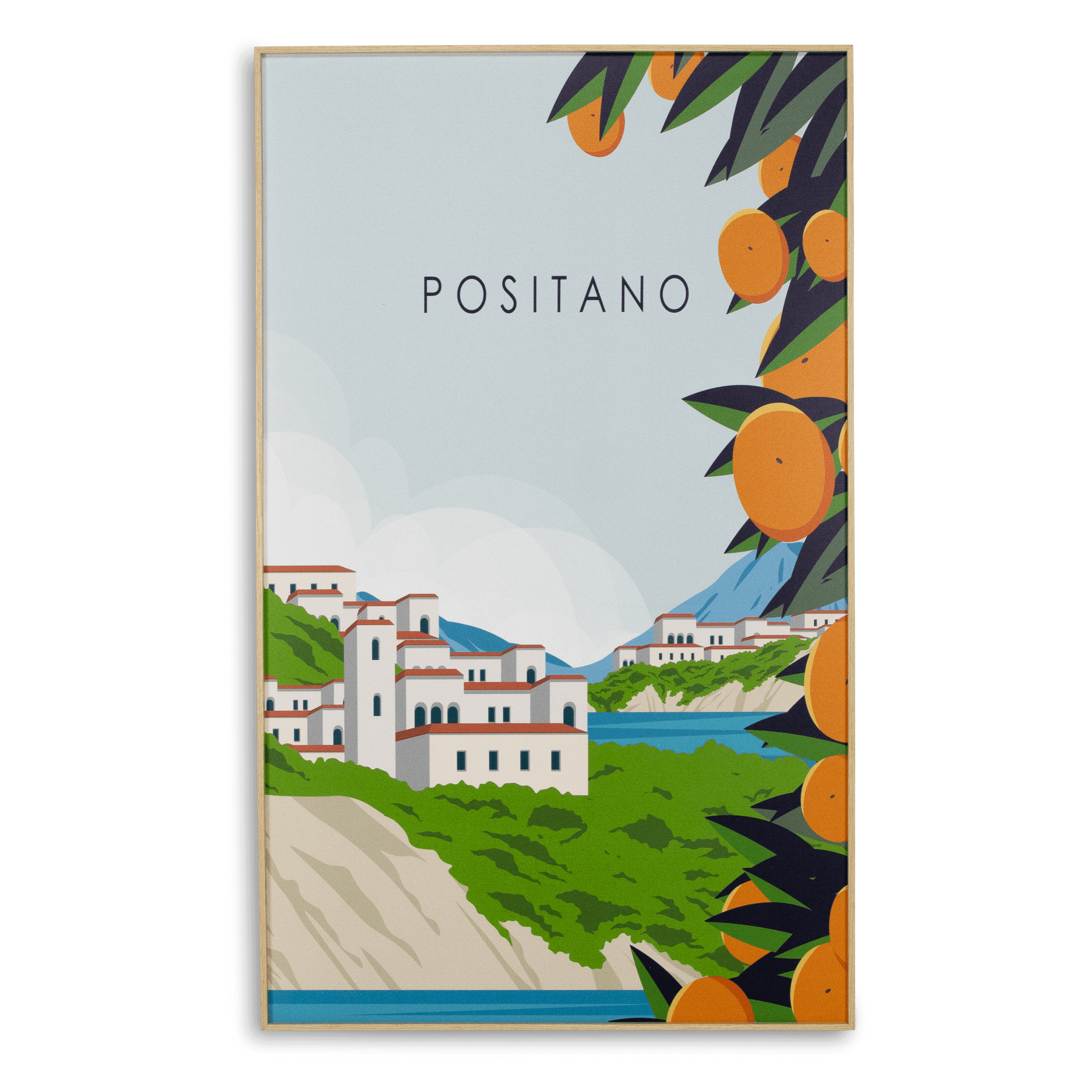 Positano - 60 x 100cm Outdoor UV Wall Art with Beech Aluminium Frame