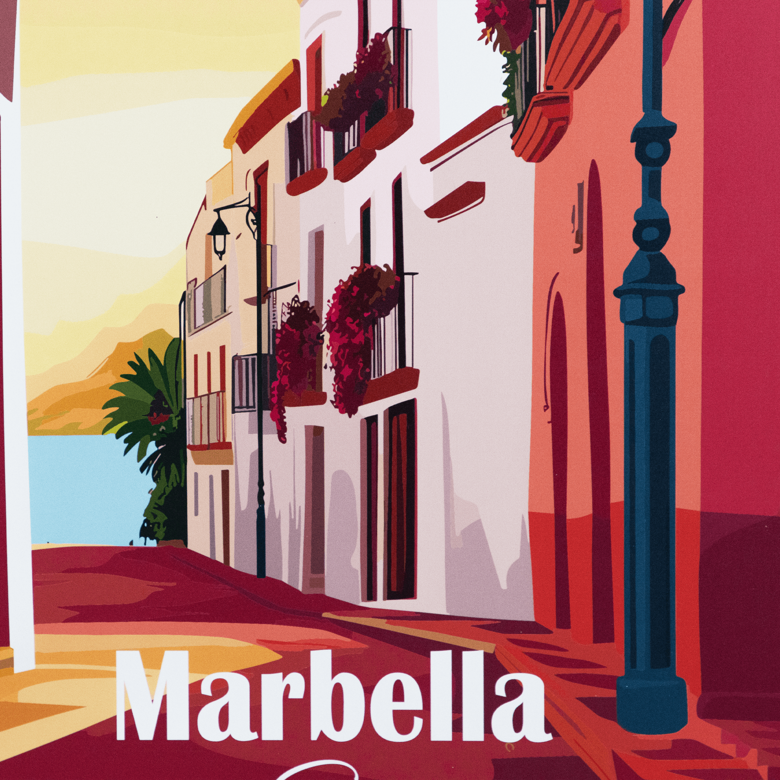 Marbella Spain - 60 x 100cm Outdoor UV Wall Art with Beech Aluminium Frame