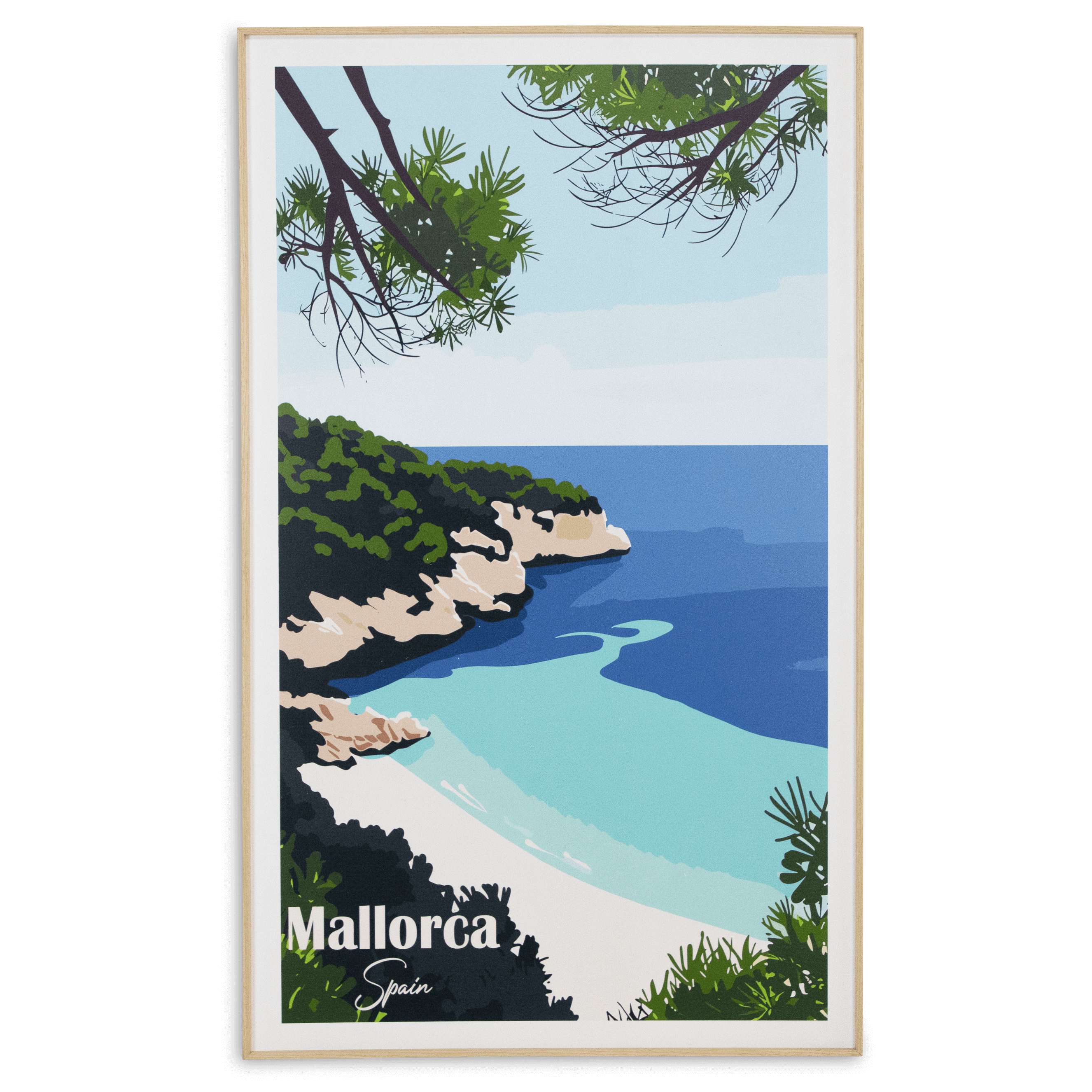 Mallorca Spain - 60 x 100cm Outdoor UV Wall Art with Beech Aluminium Frame