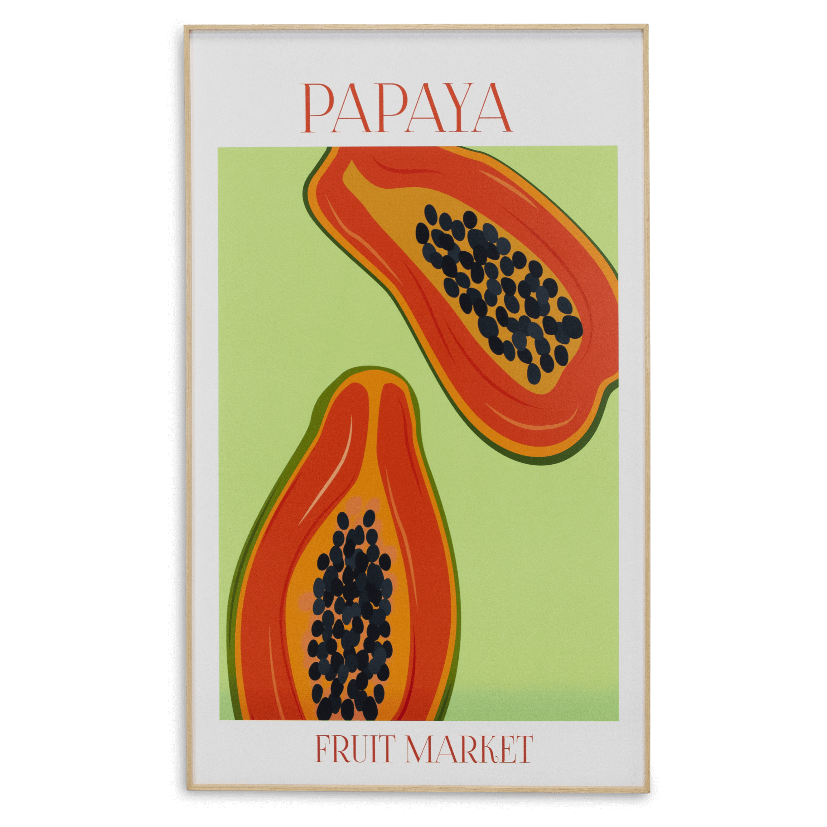 Papaya Fruit Market - 60 x 100cm Outdoor UV Wall Art with Beech Aluminium Frame