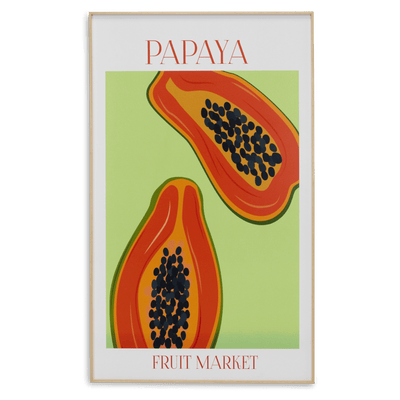 Papaya Fruit Market - 60 x 100cm Outdoor UV Wall Art with Beech Aluminium Frame