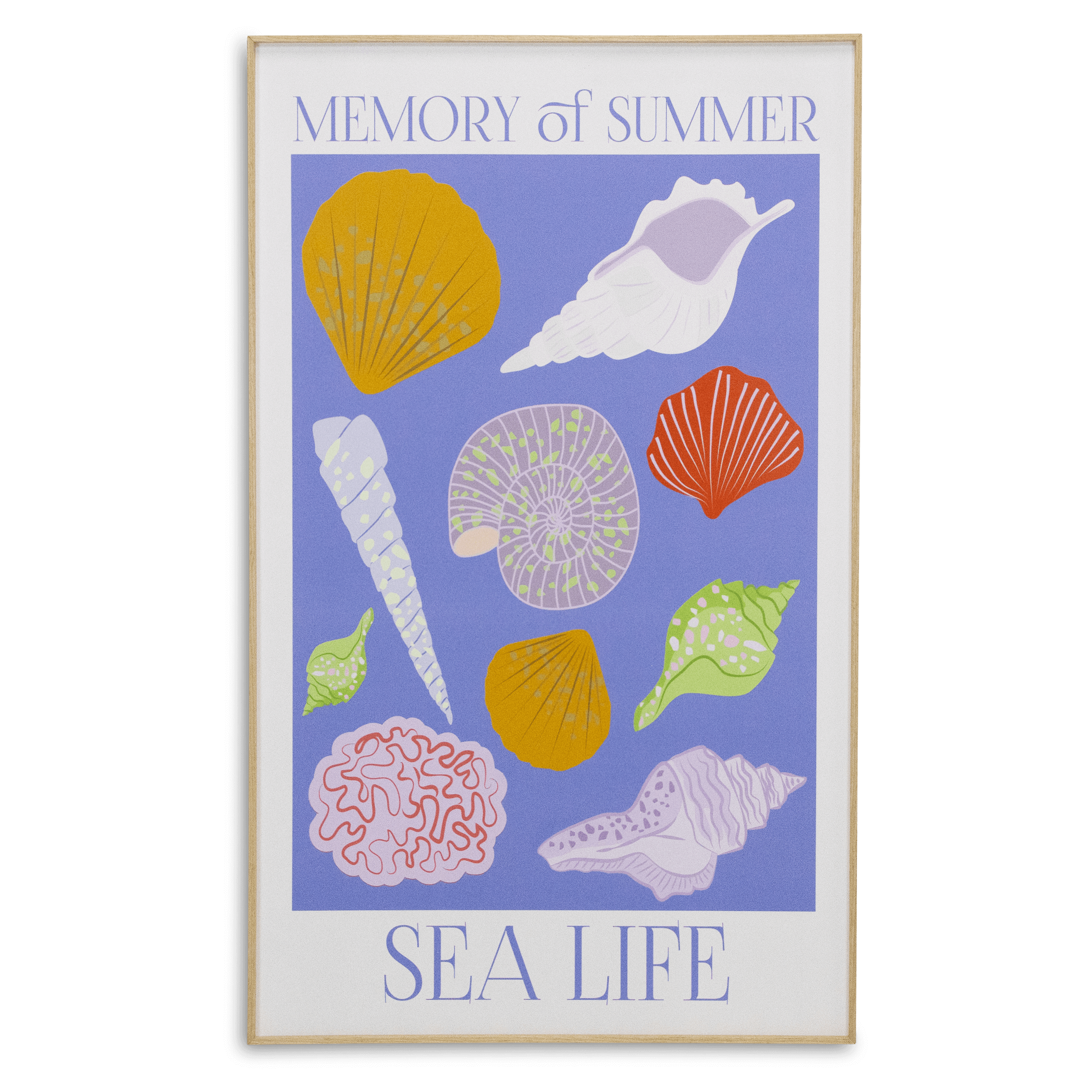 Memory of Summer Sea Life - 60 x 100cm Outdoor UV Wall Art with Beech Aluminium Frame