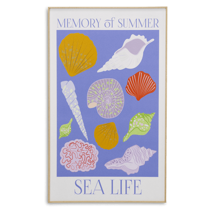 Memory of Summer Sea Life - 60 x 100cm Outdoor UV Wall Art with Beech Aluminium Frame