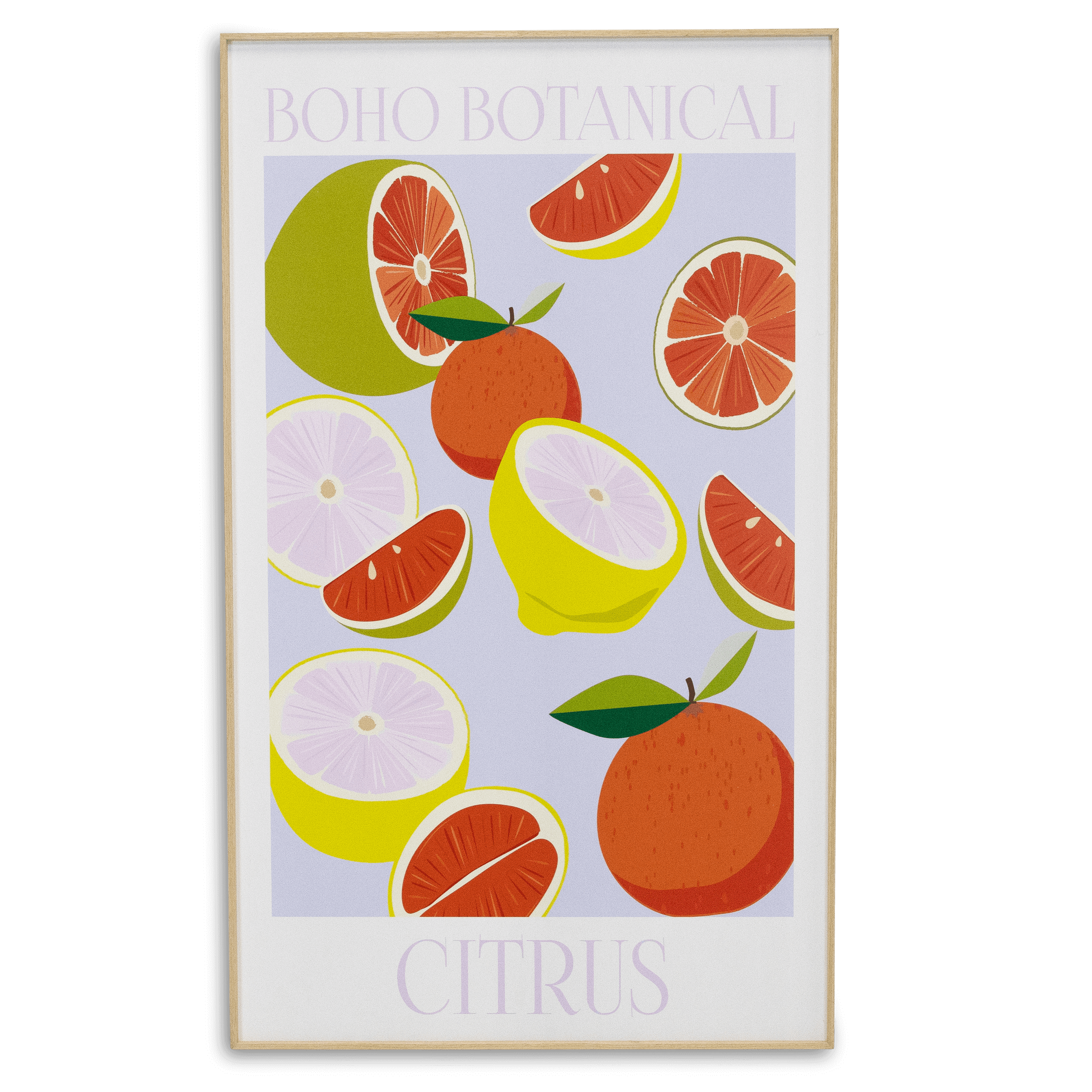 Boho Botanical Citrus - 60 x 100cm Outdoor UV Wall Art with Beech Aluminium Frame