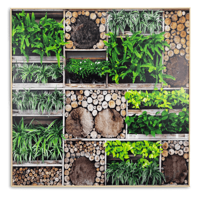Market Garden - 100 x 100cm Outdoor UV Wall Art with Beech Aluminium Frame