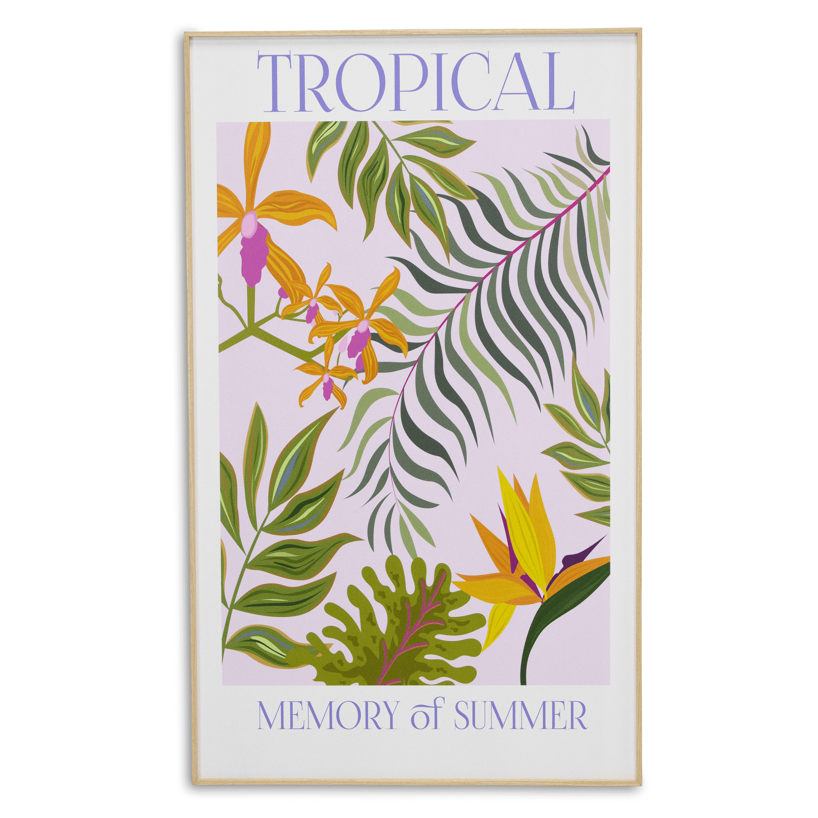 Tropical Memory of Summer - 60 x 100cm Outdoor UV Wall Art with Beech Aluminium Frame