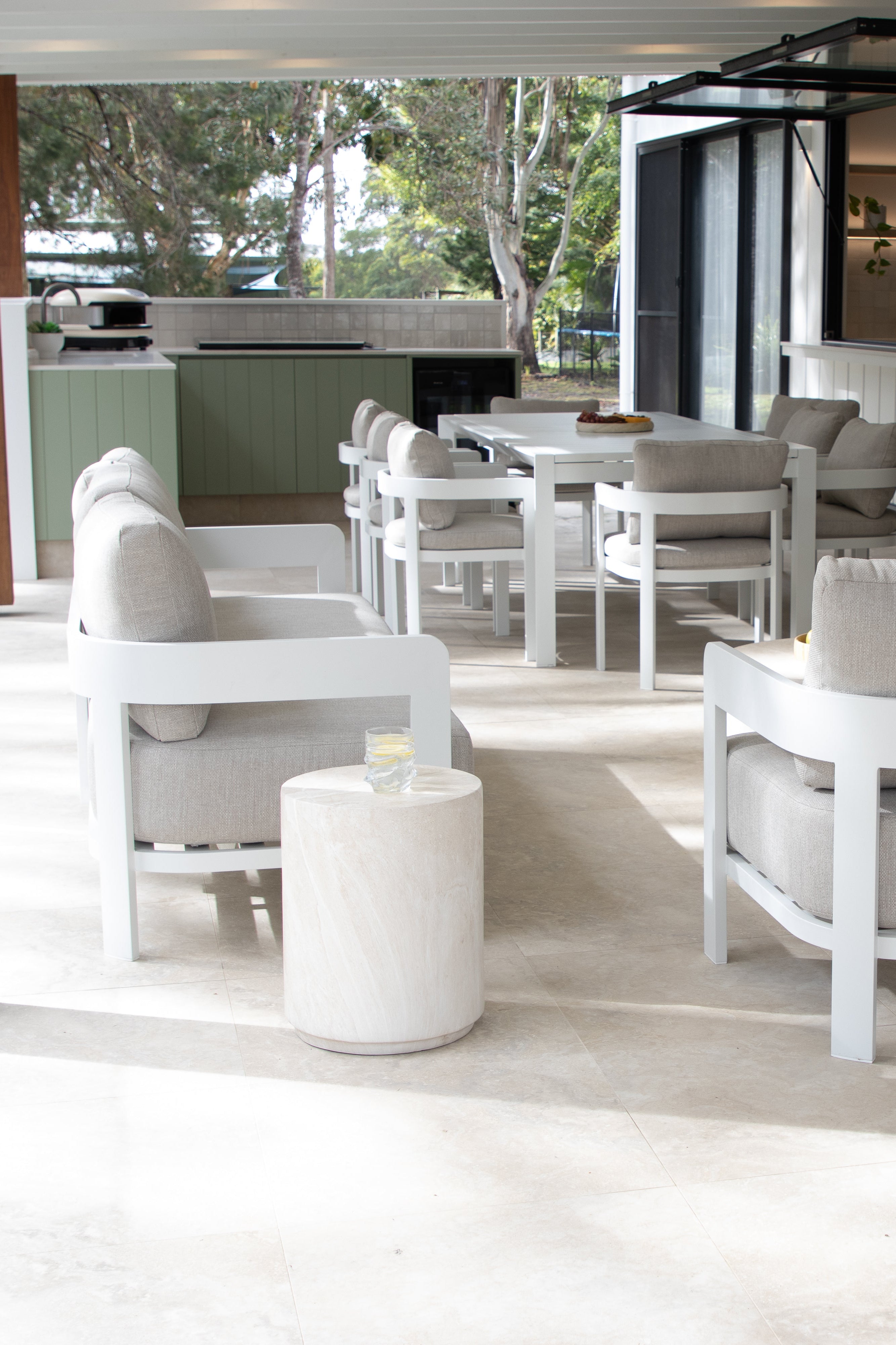 Firenze Side Table in MGO Travertine Finish