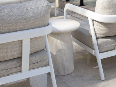 Roma Side Table in MGO Travertine Finish