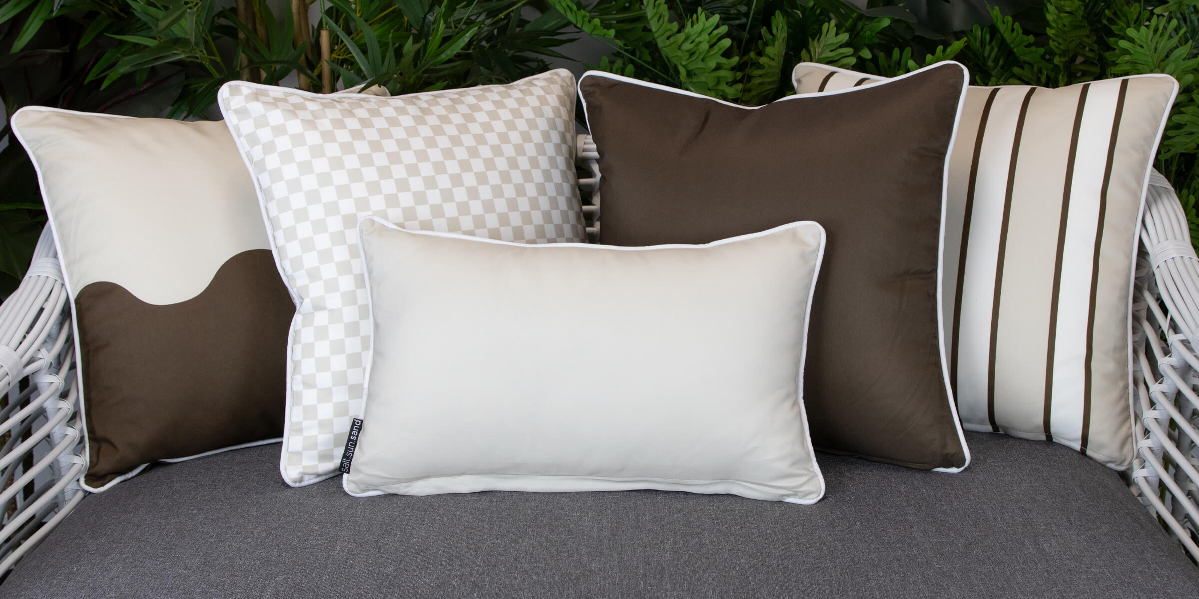 Bondi Outdoor Cushions Stylist Selection - Chocolate Wave