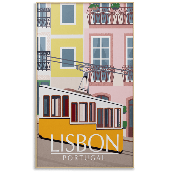 Lisbon Portugal - 60 x 100cm Outdoor UV Wall Art with Beech Aluminium Frame