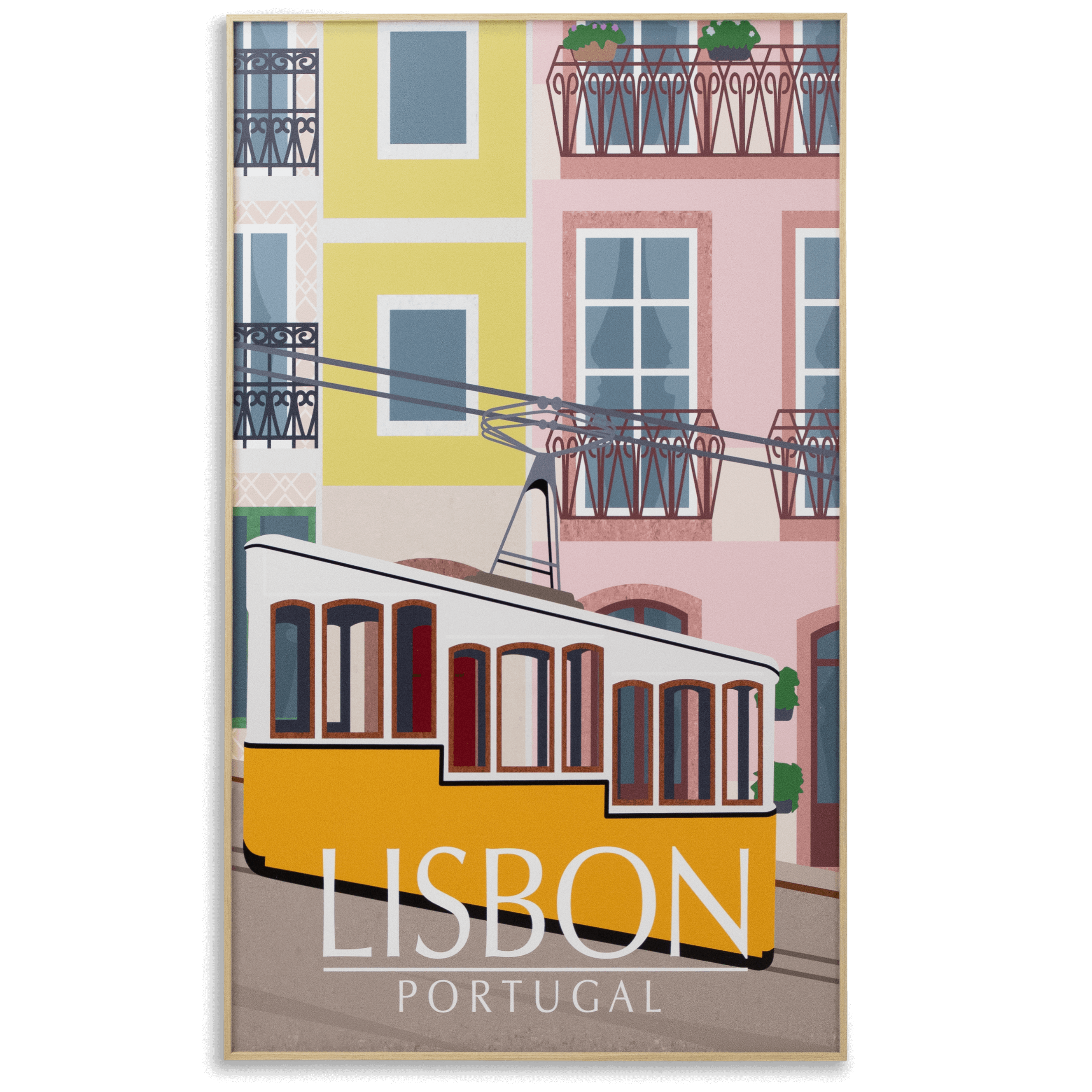 Lisbon Portugal - 60 x 100cm Outdoor UV Wall Art with Beech Aluminium Frame