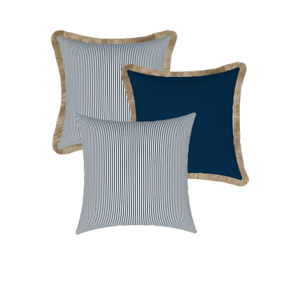 Tahiti Outdoor Cushions Stylist Selection - Marine Stripe with Navy 3pc (ETA Late May 26)