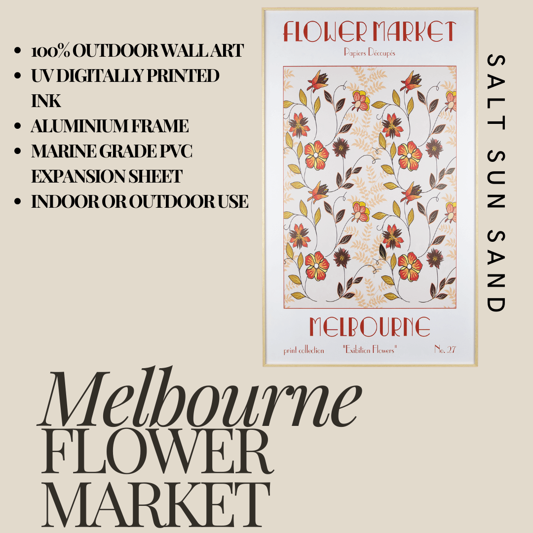 Melbourne Flower Market - 60 x 100cm Outdoor Wall Art with Beech Aluminium Frame