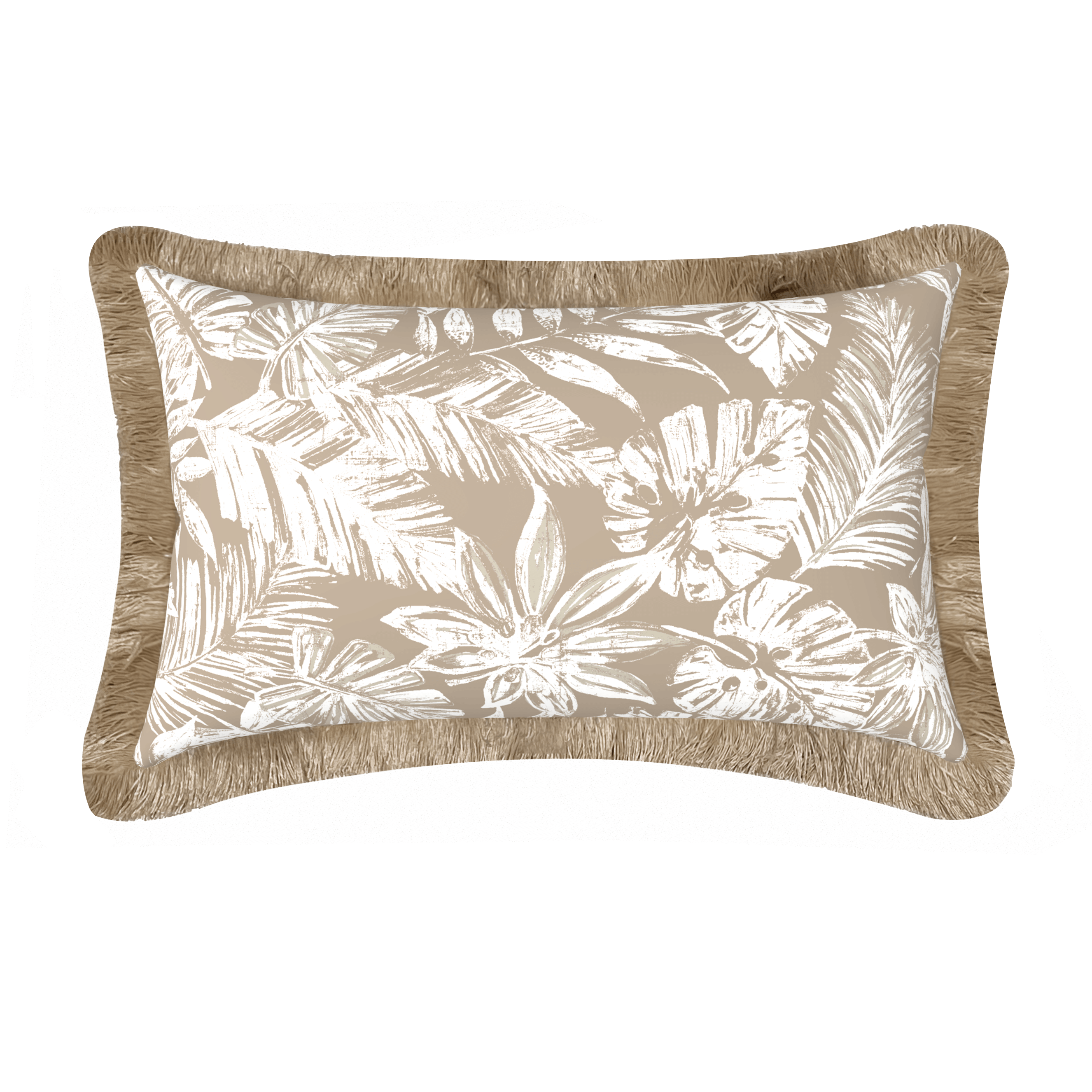 Tahiti Natural Escape - 30x50cm Fringed Outdoor Cushion