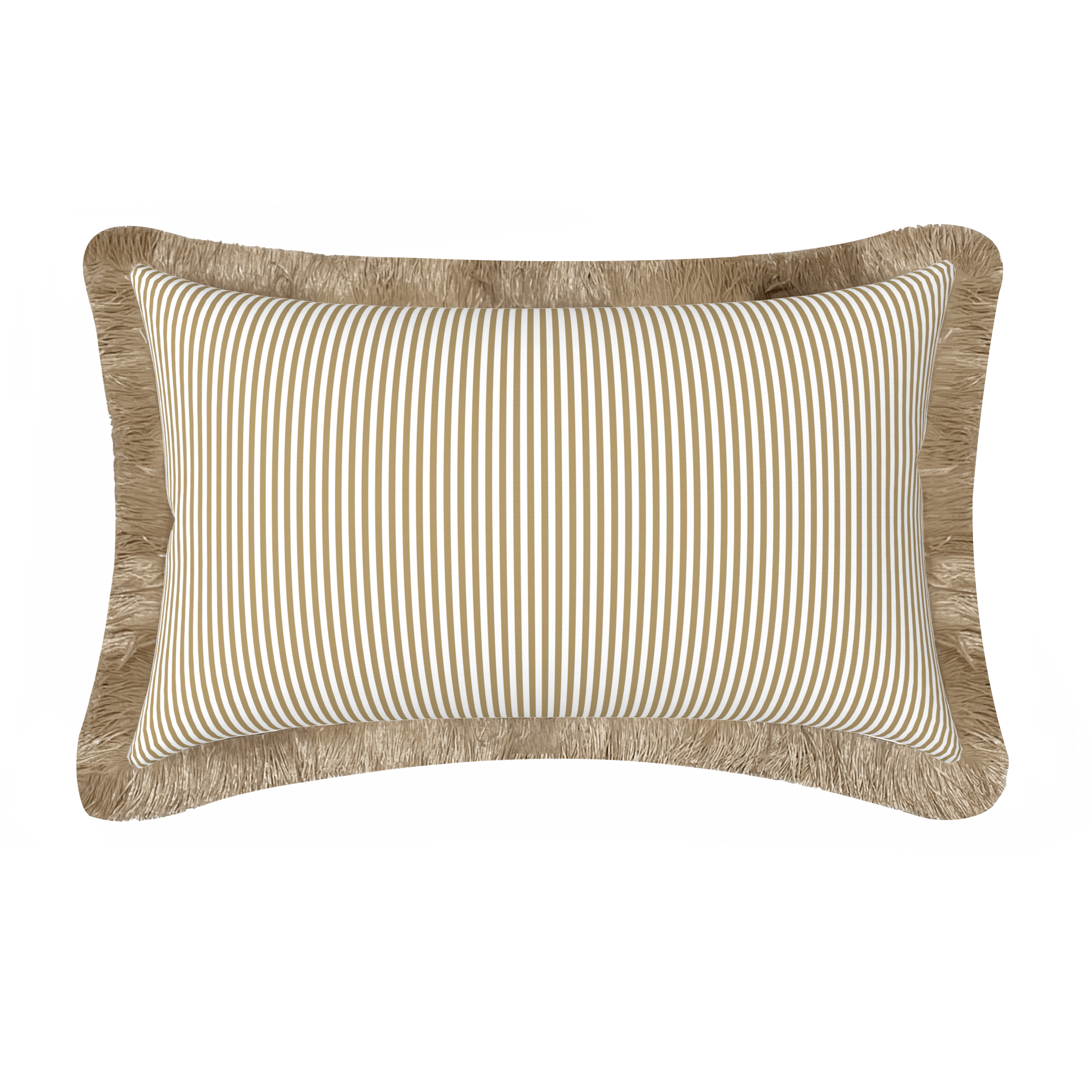 Tahiti Natural Stripe - 30x50cm Fringed Outdoor Cushion