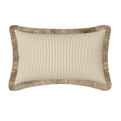 Tahiti Natural Stripe - 30x50cm Fringed Outdoor Cushion