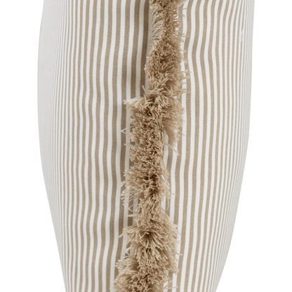 Tahiti Natural Stripe - 50x50cm Fringed Outdoor Cushion