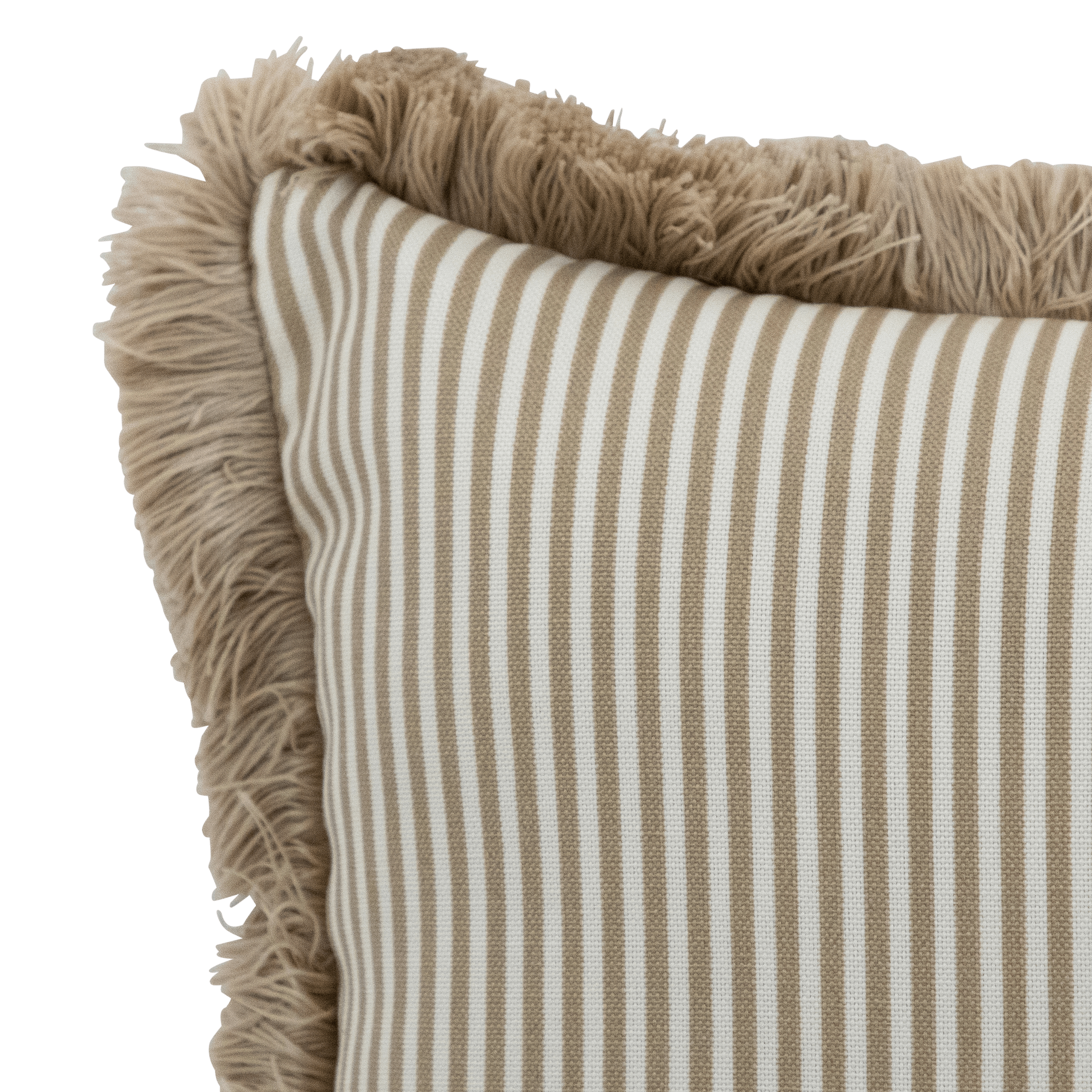 Tahiti Natural Stripe - 50x50cm Fringed Outdoor Cushion