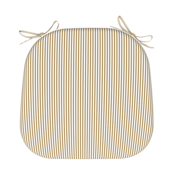 Tahiti Natural Stripe Rounded Outdoor Chair Pad - 40x42x5cm
