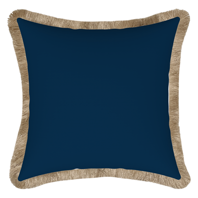 Tahiti Navy - 50x50cm Fringed Outdoor Cushion (ETA Mid June 26)