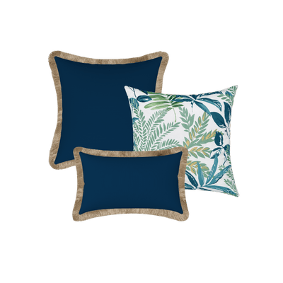 Tahiti Outdoor Cushions Stylist Selection - Evergreen with Navy 3pc (ETA Late May 26)