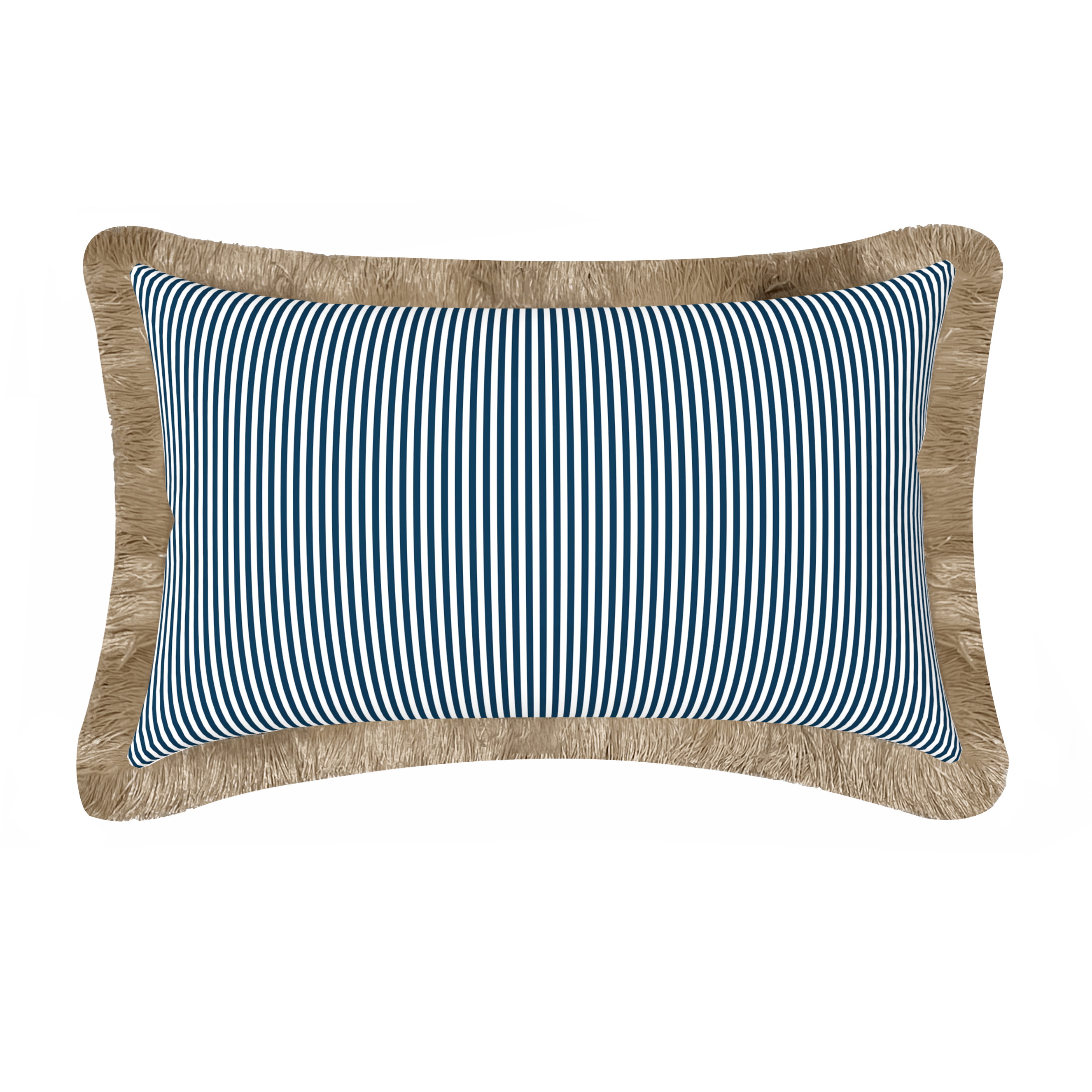 Tahiti Navy Stripe - 30x50cm Fringed Outdoor Cushion