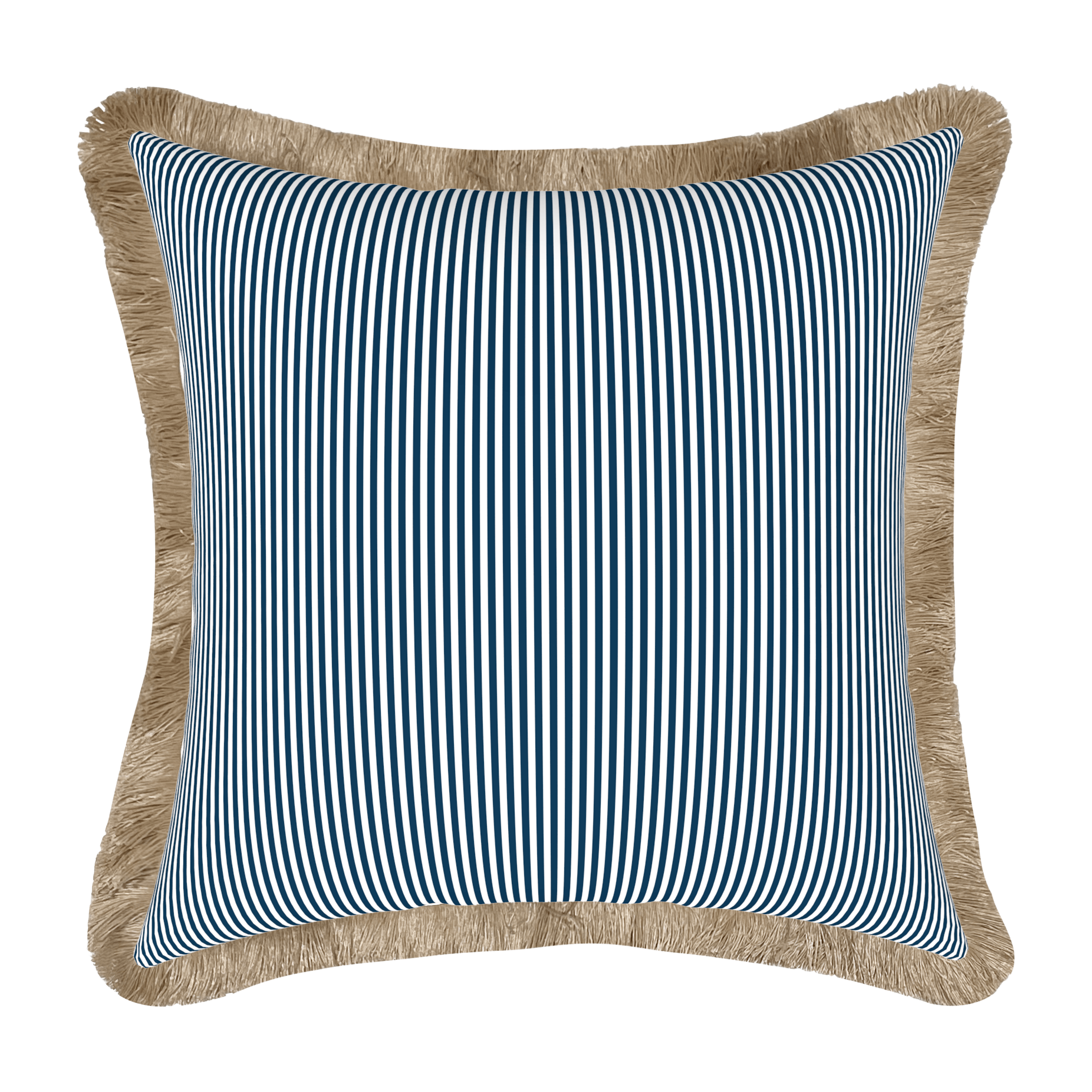 Tahiti Navy Stripe - 50x50cm Fringed Outdoor Cushion