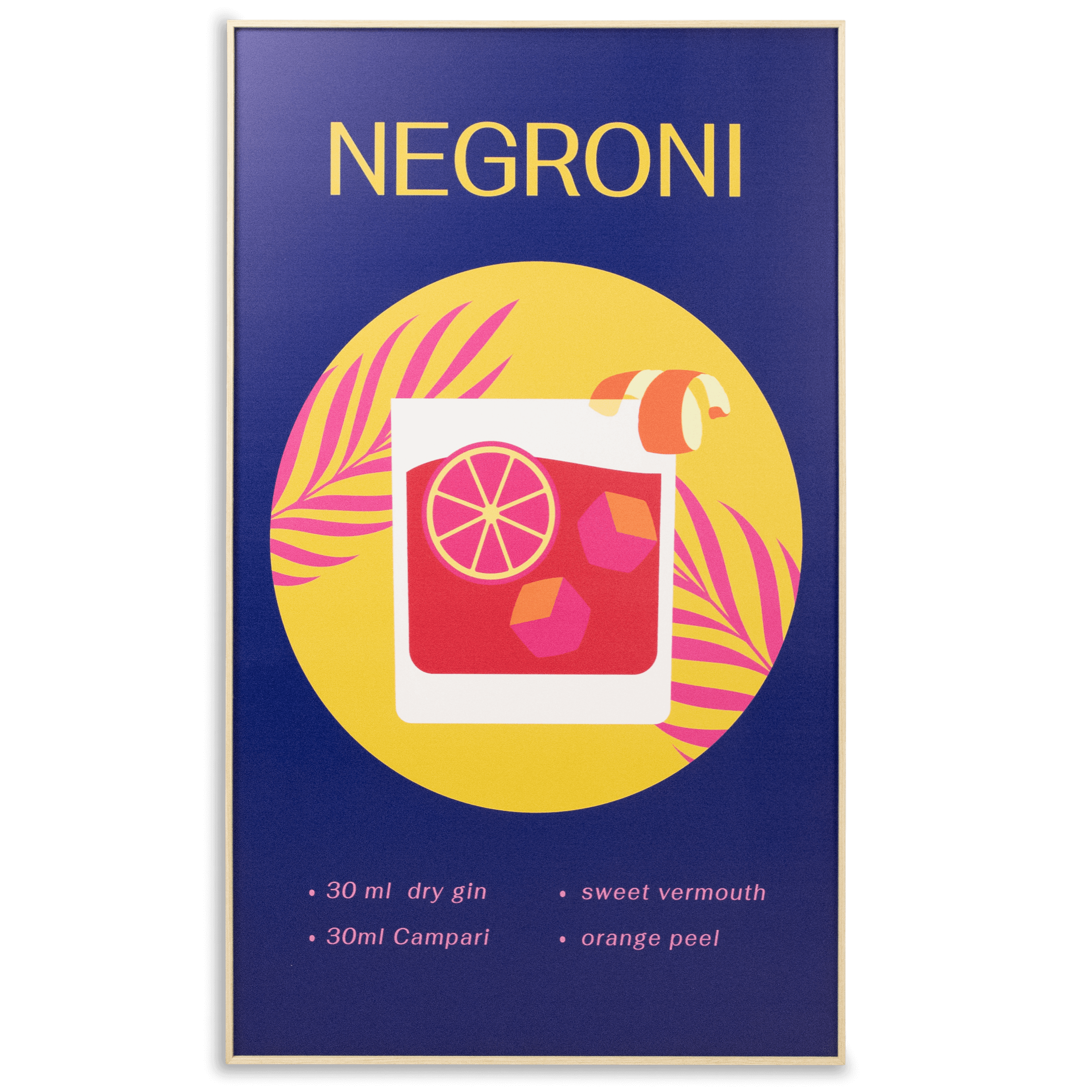 Negroni - 60 x 100cm Outdoor UV Wall Art with Beech Aluminium Frame