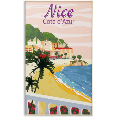 Nice Cote D'Azur - 60 x 100cm Outdoor UV Wall Art with Beech Aluminium Frame