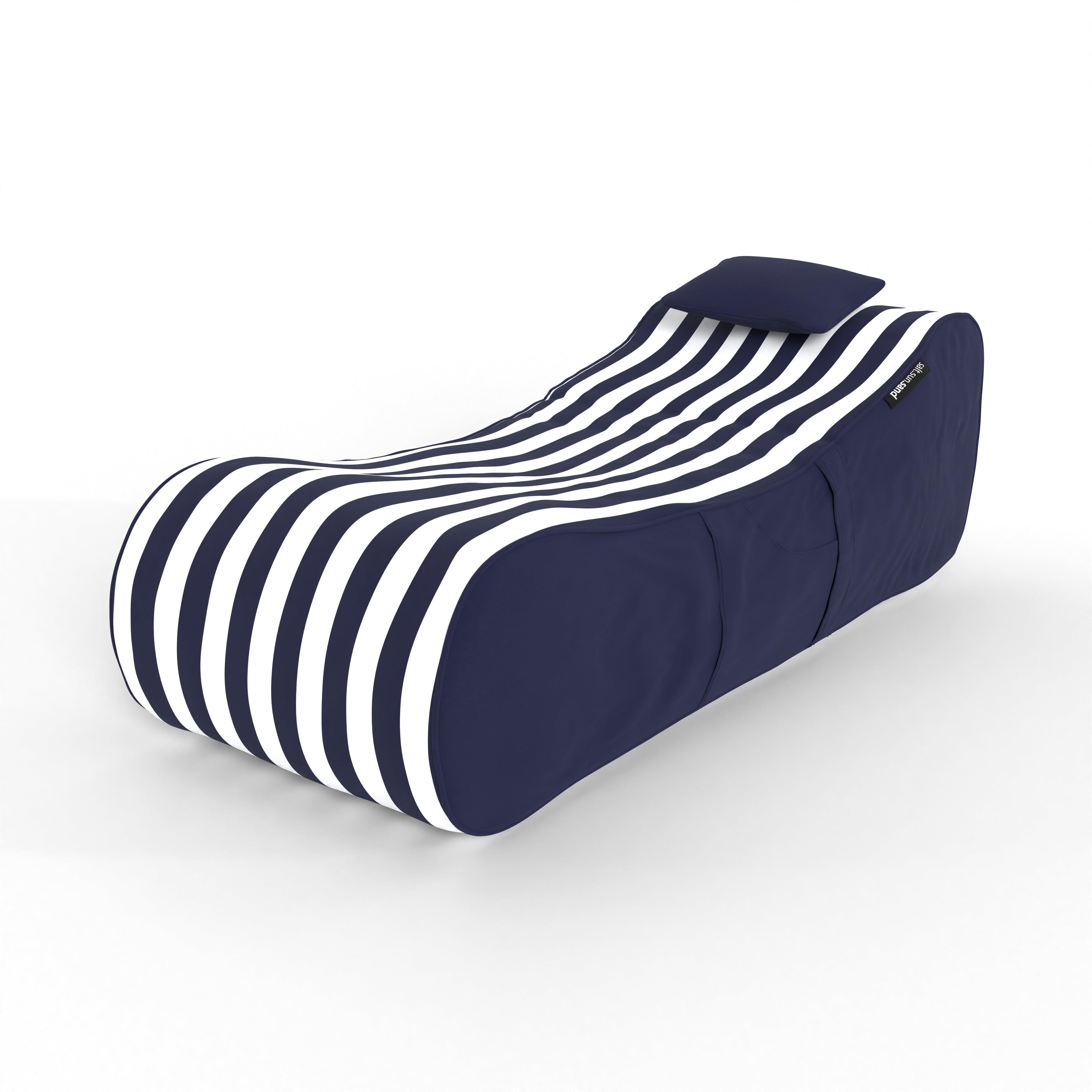 Outdoor Bean Bag Lounger - Noosa Navy Stripe