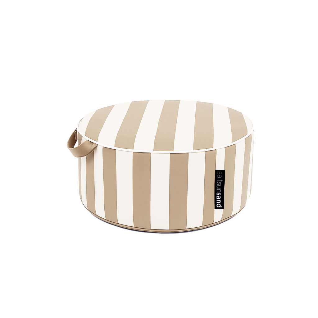 Byron Bay Outdoor Ottoman in Taupe Stripe