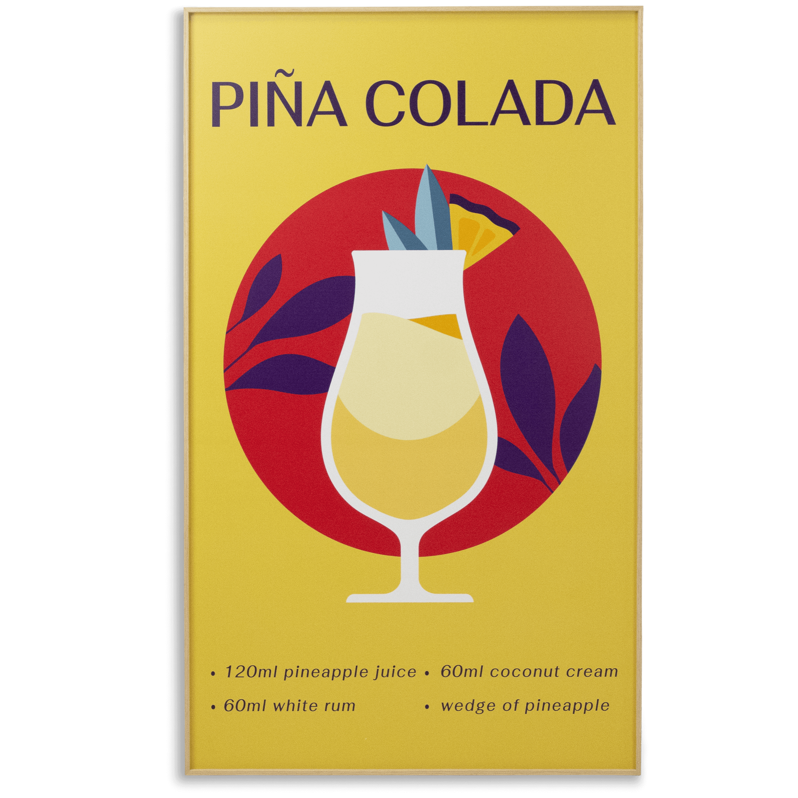 Pina Colada - 60 x 100cm Outdoor UV Wall Art with Beech Aluminium Frame