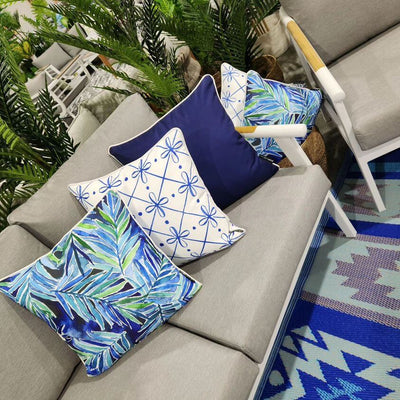 Bondi Solid Navy - 45 x 45 cm Piped Outdoor Cushion