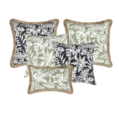 Tahiti Outdoor Cushions Stylist Selection - Sage with Black Escape 5pc (ETA Late May 26)