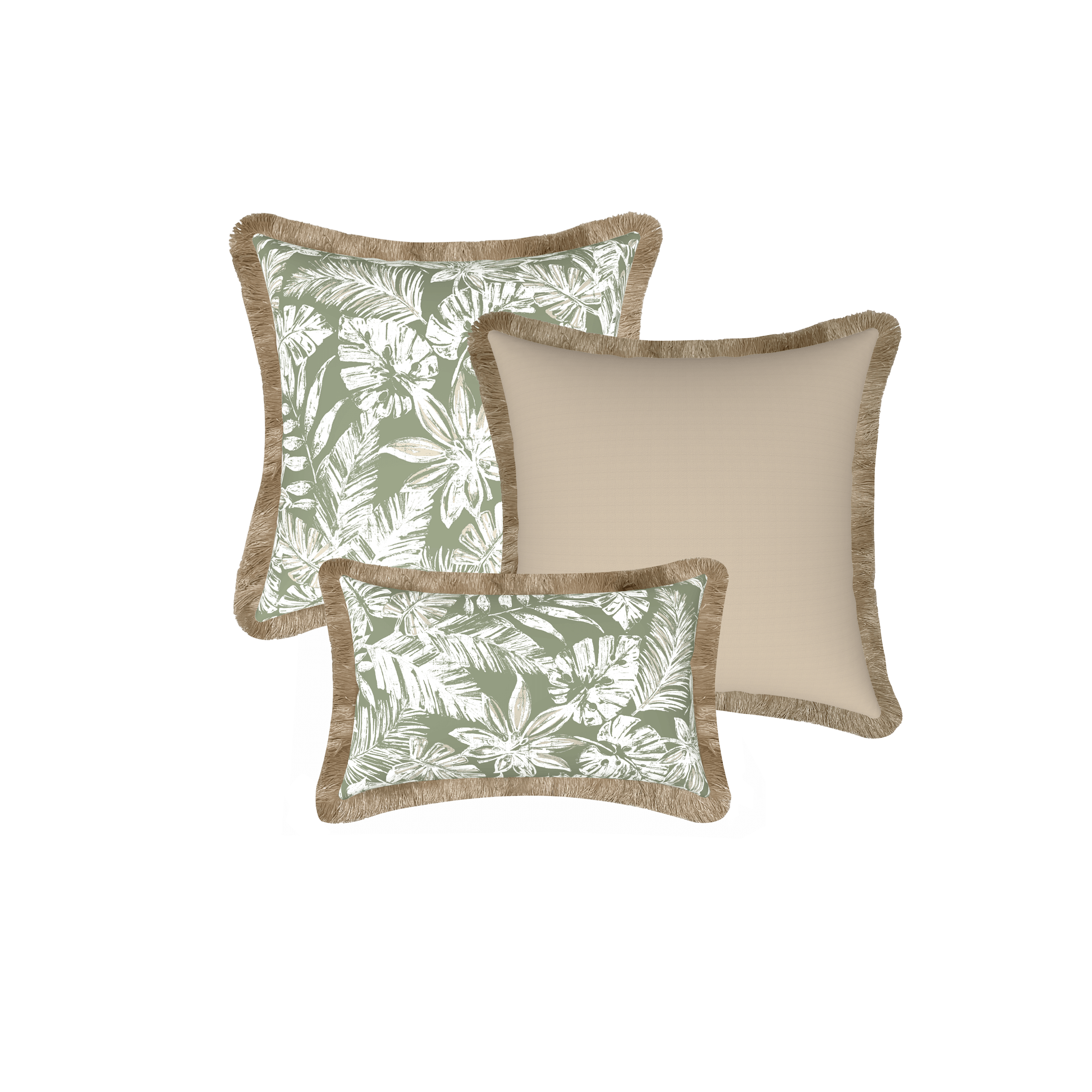 Tahiti Outdoor Cushions Stylist Selection - Sage Escape with Sand 3pc (ETA Mid June 26)
