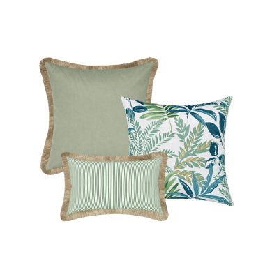 Tahiti Outdoor Cushions Stylist Selection - Evergreen with Sage 3pc (ETA Mid June 26)