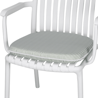 Tahiti Sage Stripe Rounded Outdoor Chair Pad - 40x42x5cm (ETA Late May 26)