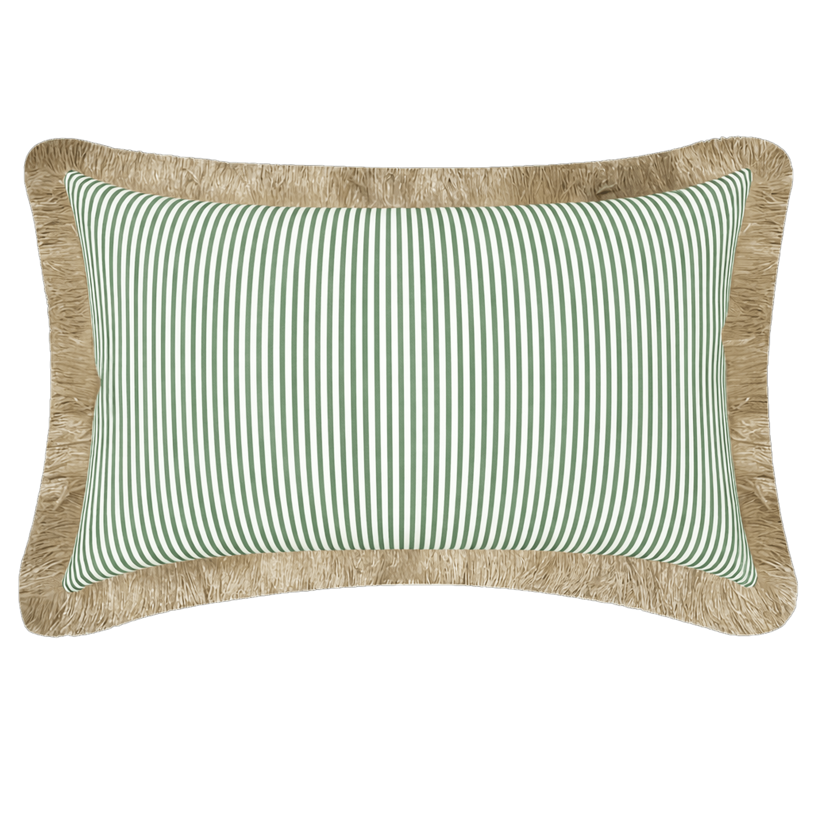 Tahiti Sage Stripe - 30x50cm Fringed Outdoor Cushion